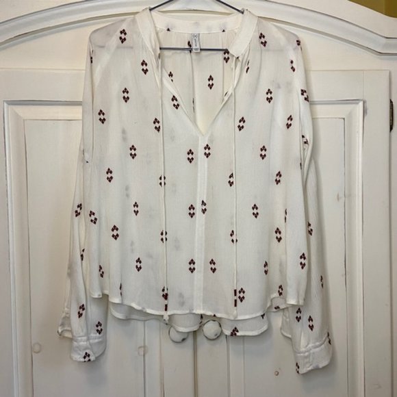 Gentle Fawn White Blouse with Burgundy Embroidery - Picture 1 of 10